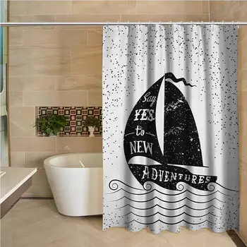 

Adventure Professional Shower Curtain Being Open to The New Adventures Quote on a Small Boat Marine Journey Theme Decorative