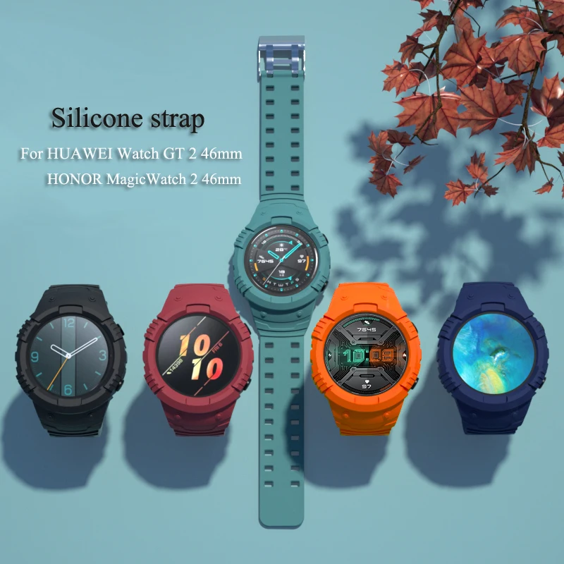 

For Huawei Watch GT 2 46mm Silicone Protective Case for Huawei Watch GT 2e strap Shell Integrated Silicone Frame