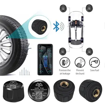 

TPMS 4PCS Sensor Tire Pressure Monitoring System Mobile APP Tire Pressure Monitoring Car Tire Pressure Alarm for Android Auto