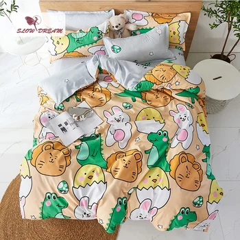 

SlowDream Cartoon Bedding Set Duvet Cover Flat Sheet Bed Linen Set Bed Cover Bedspread Double Single Bedclothes Home Textiles k