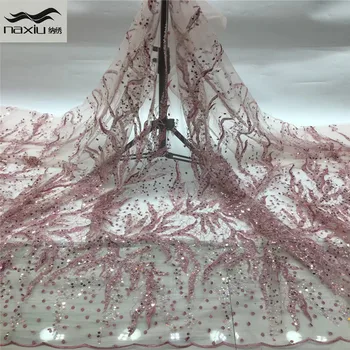 

Madison High Quality Sequins+Beads French Lace Fabric 3D Applique Mesh Lace For Wedding Sewing Fashion African Mesh Lace Fabric