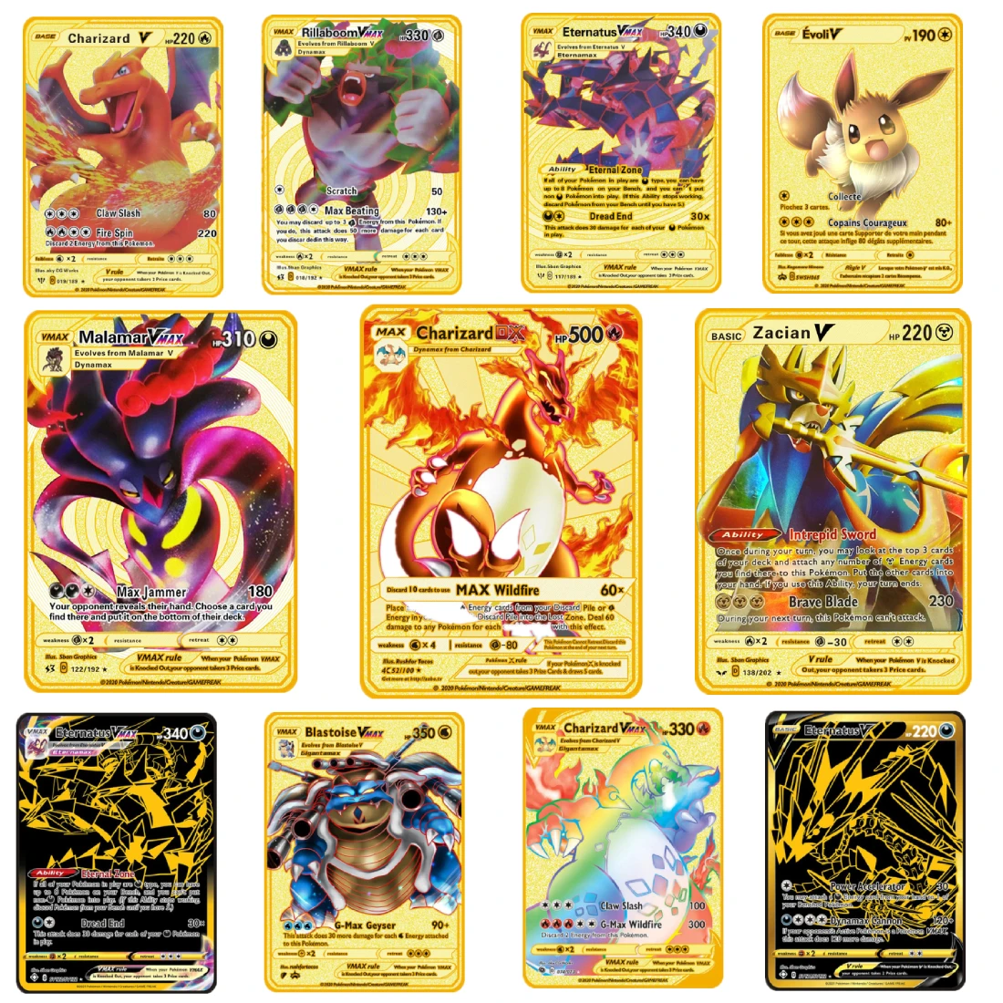 New Pokemon Cards Charizard Dx Metal Card Morpeko Pikachu Zamazenta Golden  Vmax Game Collection Cards Kids: Buy Online at Best Prices in Pakistan |  Daraz.pk