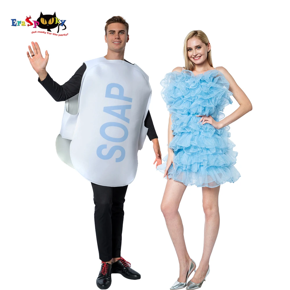 

2 Piece/Set Funny Soap Sponge Bath Ball Cosplay Halloween Couple Costumes For Adult Women Carnival Party Group Fancy Derss
