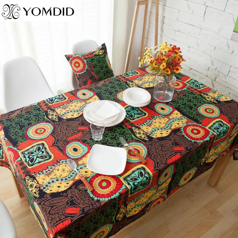 

Bohemia Mediterranean Tablecloth Europe Luxury Style Linen Cotton Table Cloth Dustproof For table Picnic Party Wedding