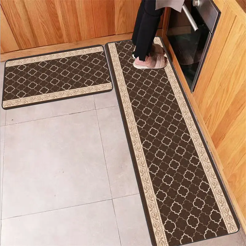 Коврики для двери, открытый кружевной коричневый геометрический узор, Полоска, кухонный коврик, домашний декор, 40 см X 60 см, кухонный ковер, противоскользящий