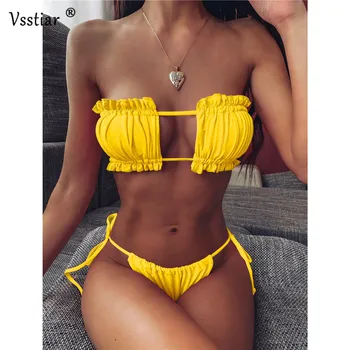 

Vsstiar Summer Sexy Bandage Brazilian Bikini Set 2020 Push Up Swimwear Women Two Pieces Swimsuit Female Biquini Bathing Suit