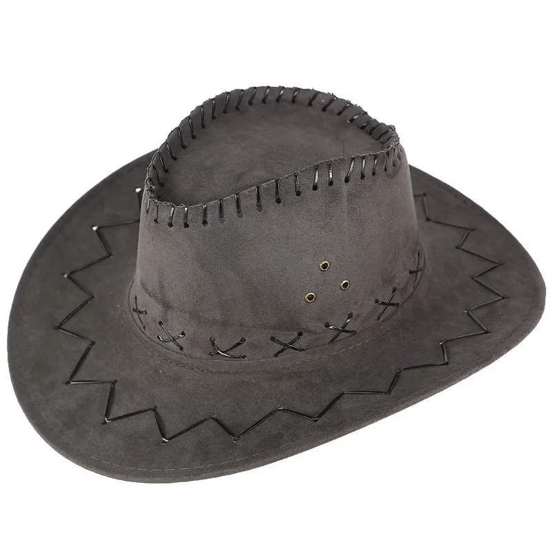 Classical Unisex Leather Cowboy Hats Women Men Big Brim Western Cowboy Hat For Dad Gentleman Lady Sombrero Hombre Jazz Caps