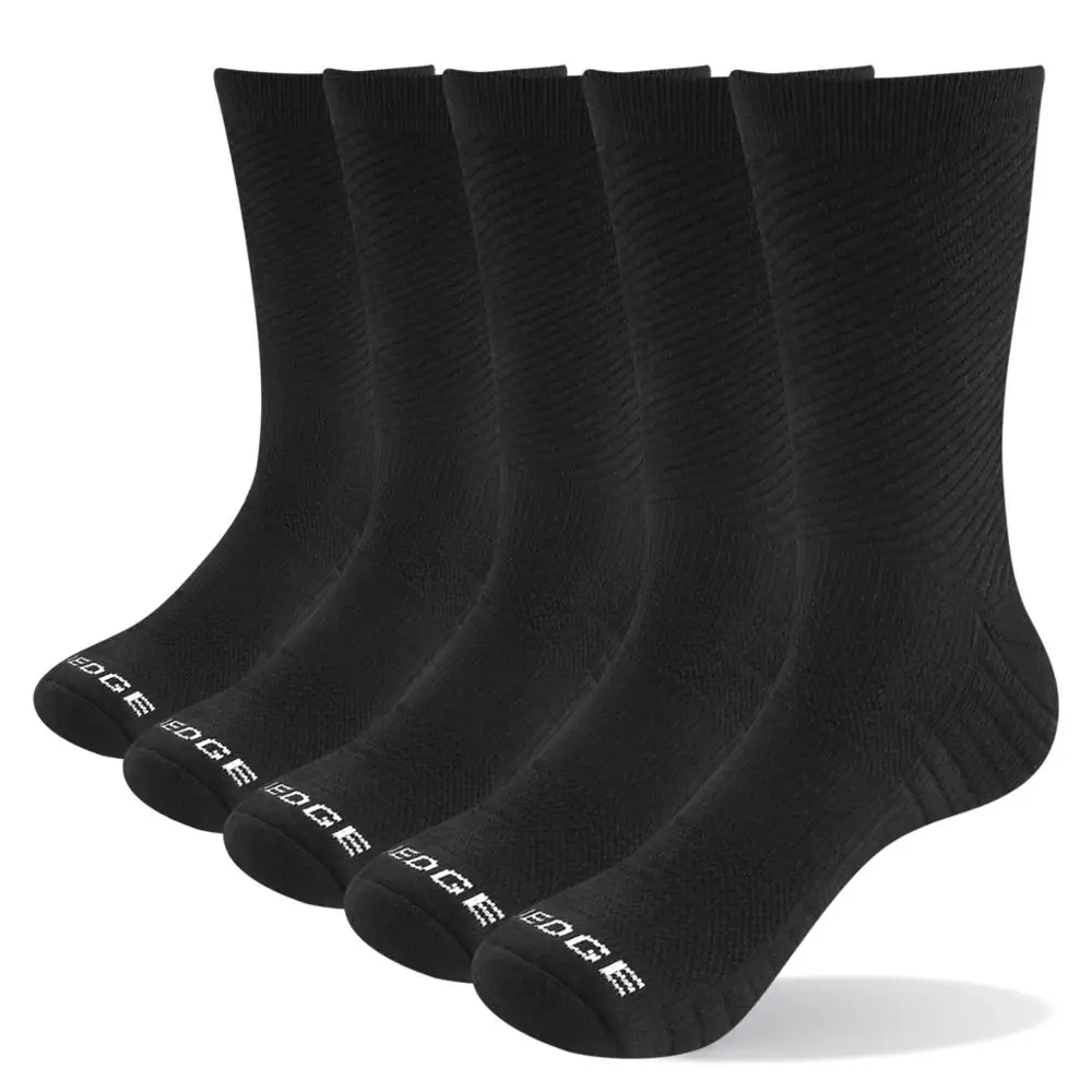 YUEDGE, 5 пар/партия, мужские хлопковые носки, деловые мужские дезодорирующие теплые носки, дышащие мужские однотонные носки, европейские размеры 38-47 - Color: Black