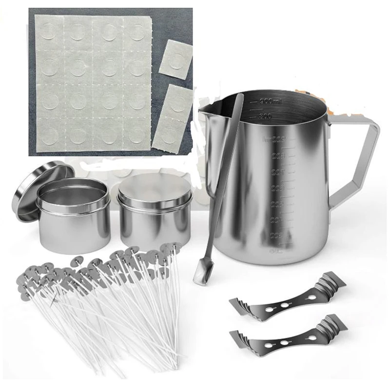 

Candle Making Kit DIY Candles Craft Tools with Candle Make Pouring Pot and Spoon, 100Pcs Candle Wicks and Candle Wicks Sticker,