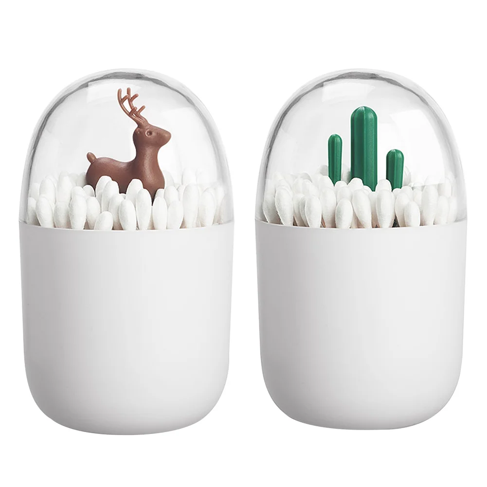 Container Organizer Decor Table Cotton Bud Toothpick Box Cartoon Novelty Storage Case Household Swab Holder