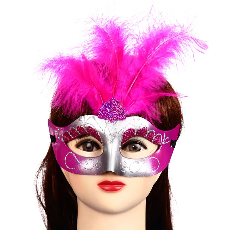 

Halloween Mask Three Straps Nap Small Beauty Mask Makeup Party Ball Party Feather Coloured Drawing Mask