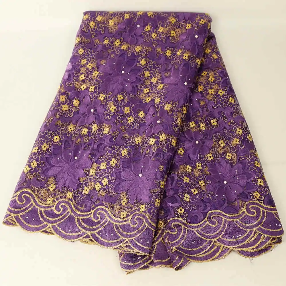 Африканский материал, вышитая бисером кружевная ткань для свадьбы, фиолетовая французская кружевная ткань, Высококачественный кружевной материал - Цвет: purple