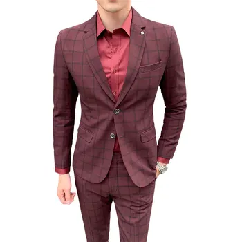 

Groom Marriage Suit Set British Style Slim Plus Size Slim Men's Blazer Suit Two-piece Jacket with Pants