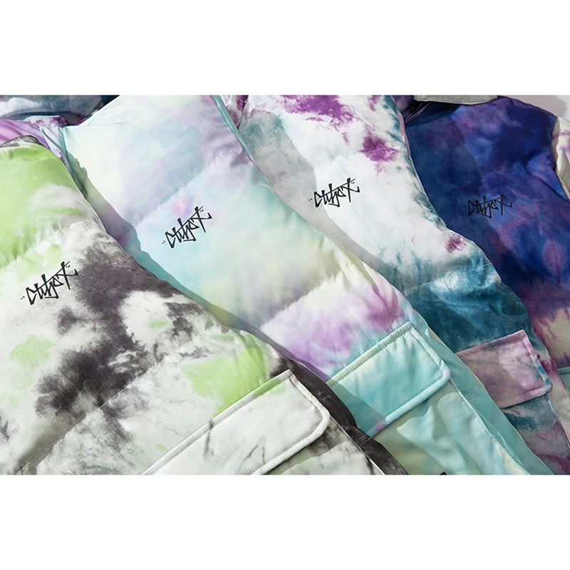 Tie dying Parka мужская зимняя куртка камуфляжный съемный капюшон толстый зимний