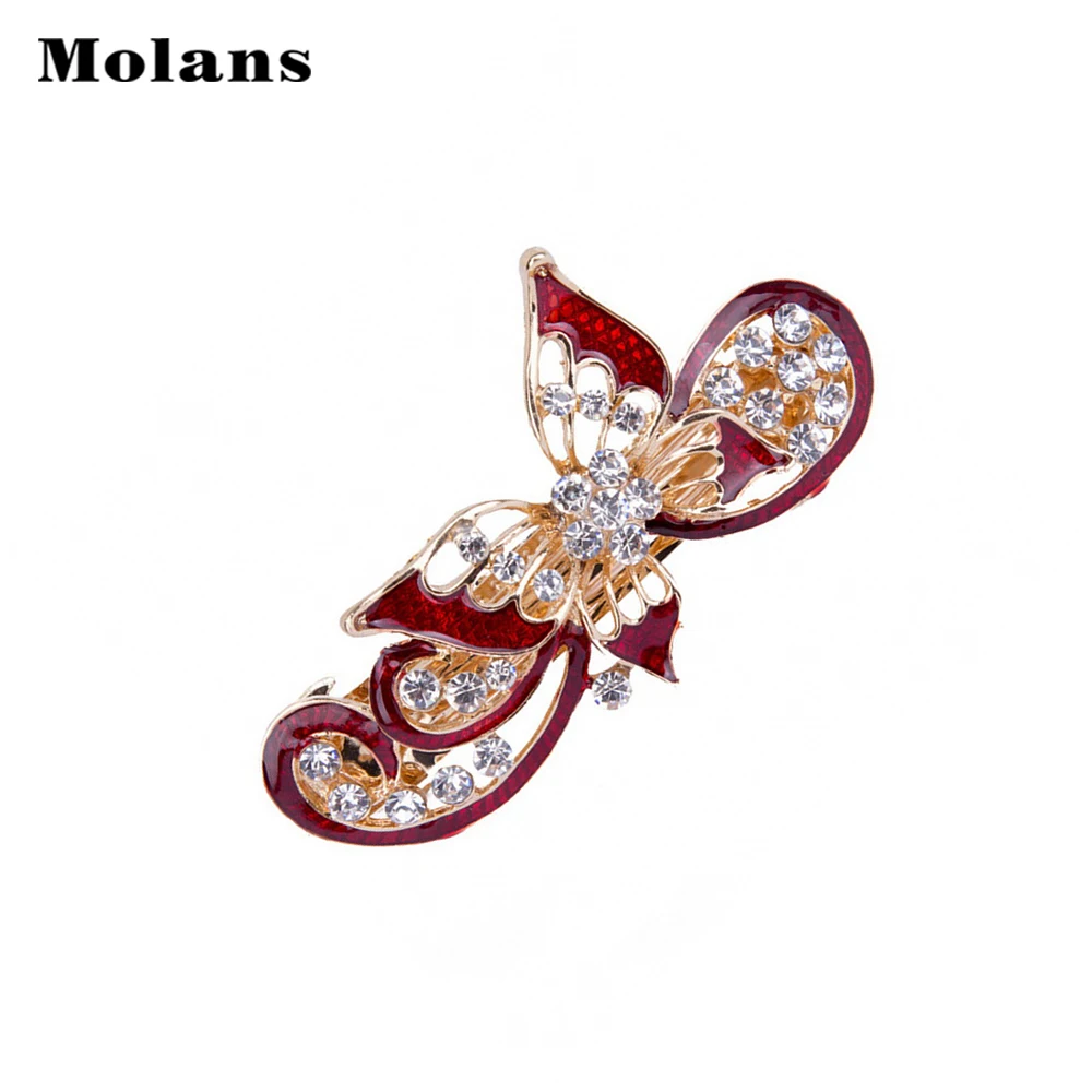 Женская заколка-бабочка Molans однотонная с инкрустированным искусственным