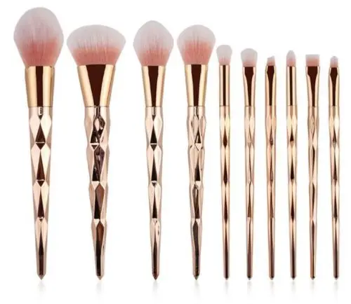 Offer  1pcs Diamond Rose Gold Makeup Brushes and Fishtail Shaped Foundation Powder Cosmetics Brush Rainbow