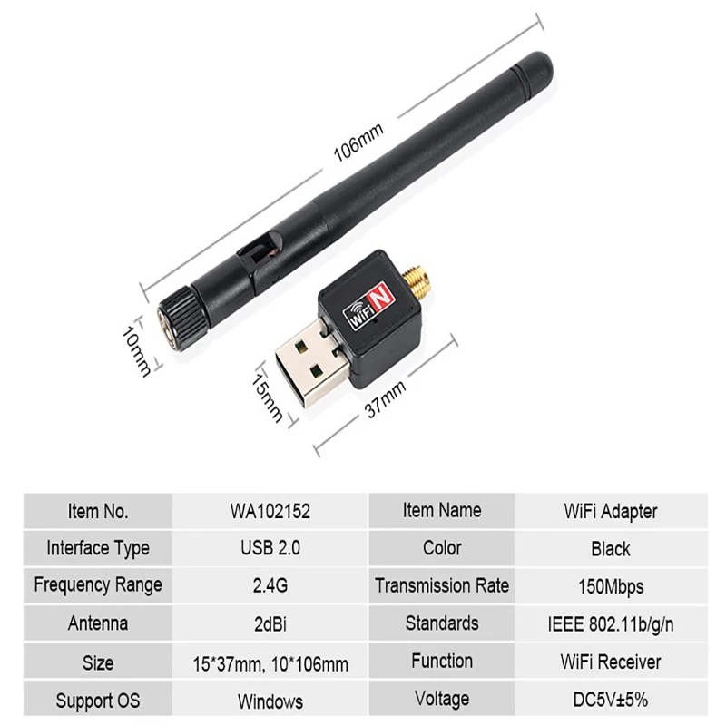 ZEXMTE 150 Мбит/с USB Wifi адаптер ноутбук беспроводной USB wifi-адаптер с антенной WiFi сетевой адаптер Поддержка Windows XP/Vista
