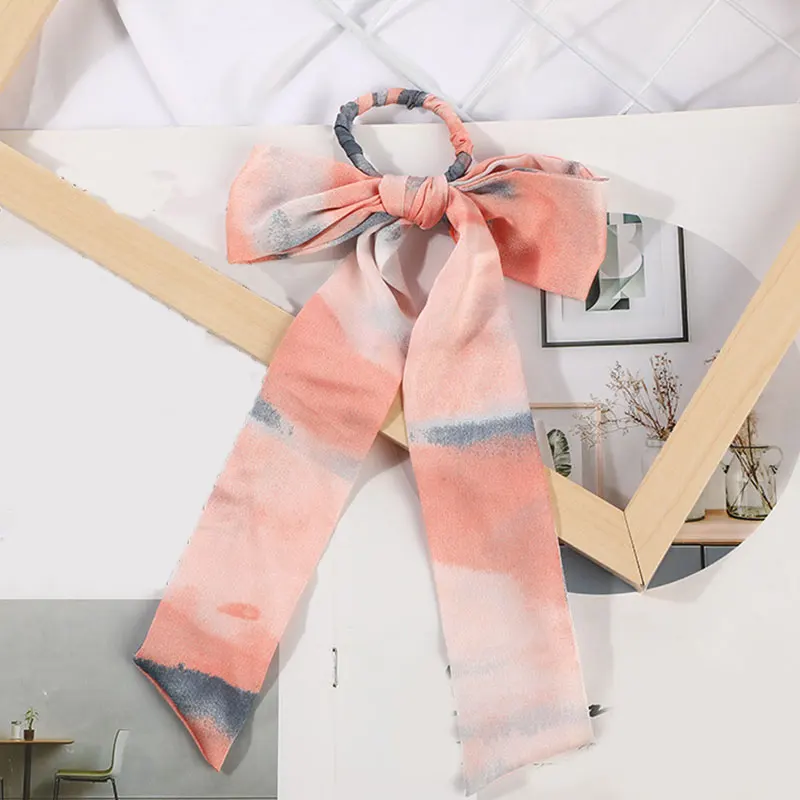 1 шт. с бантом стримеры резинки Tie-Dye градиентные цветные резинки для прически "конский хвост" резинка для волос для женщин Головные уборы для девушек