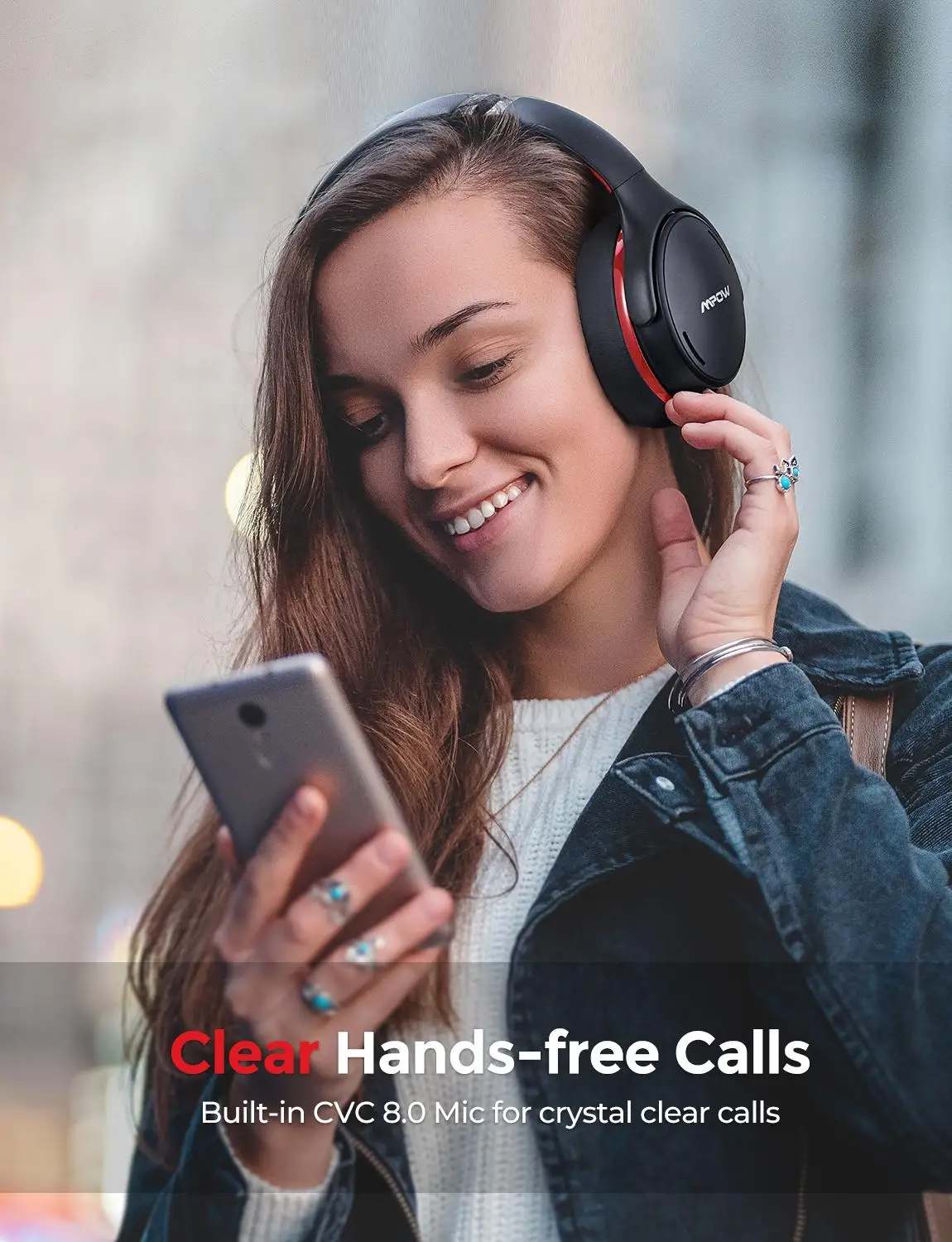 Mpow H19 IPO Noise Canceling Bluetooth Headset Foldable Design Rapid Charge Wireless Earphone with CVC 8.0 Mic 35 Hours Playtime