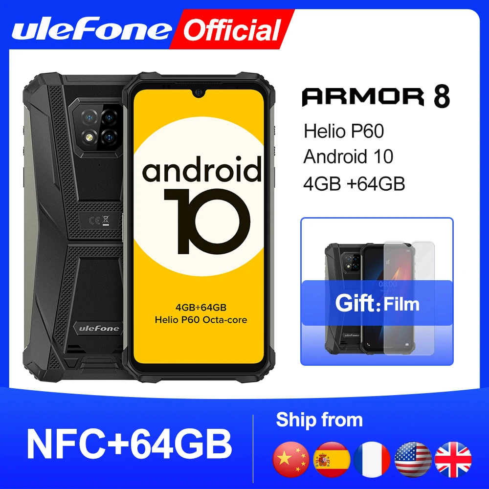Ulefone Armor 8 Android 10 Смартфоны NFC Helio P60 4 Гб + 64 мобильный телефон Octa core 2 г/5G Wi Fi 6 1
