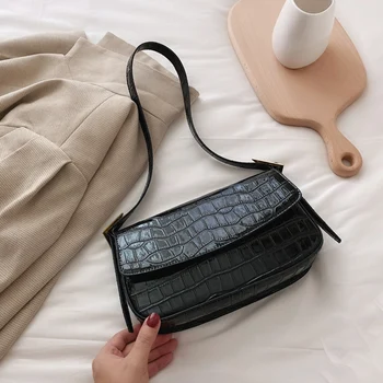 

women solid color chain Patent Leather Stone Pattern Shoulder Bag fashion High quality designer bag 2020 new Handbags and purse