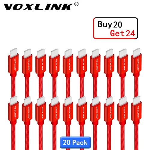 Red 20pcs cable VOXLINK кабель USB 5V 2A 8PIN USB кабель для передачи данных для iPhone X, 8, 8 plus, 7, 6, 6s 6plus SE 5S iPad mini 2/3/4/iPad 5 Air iPad кабель для мобильного телефона - Цвет: Red 20pcs cable