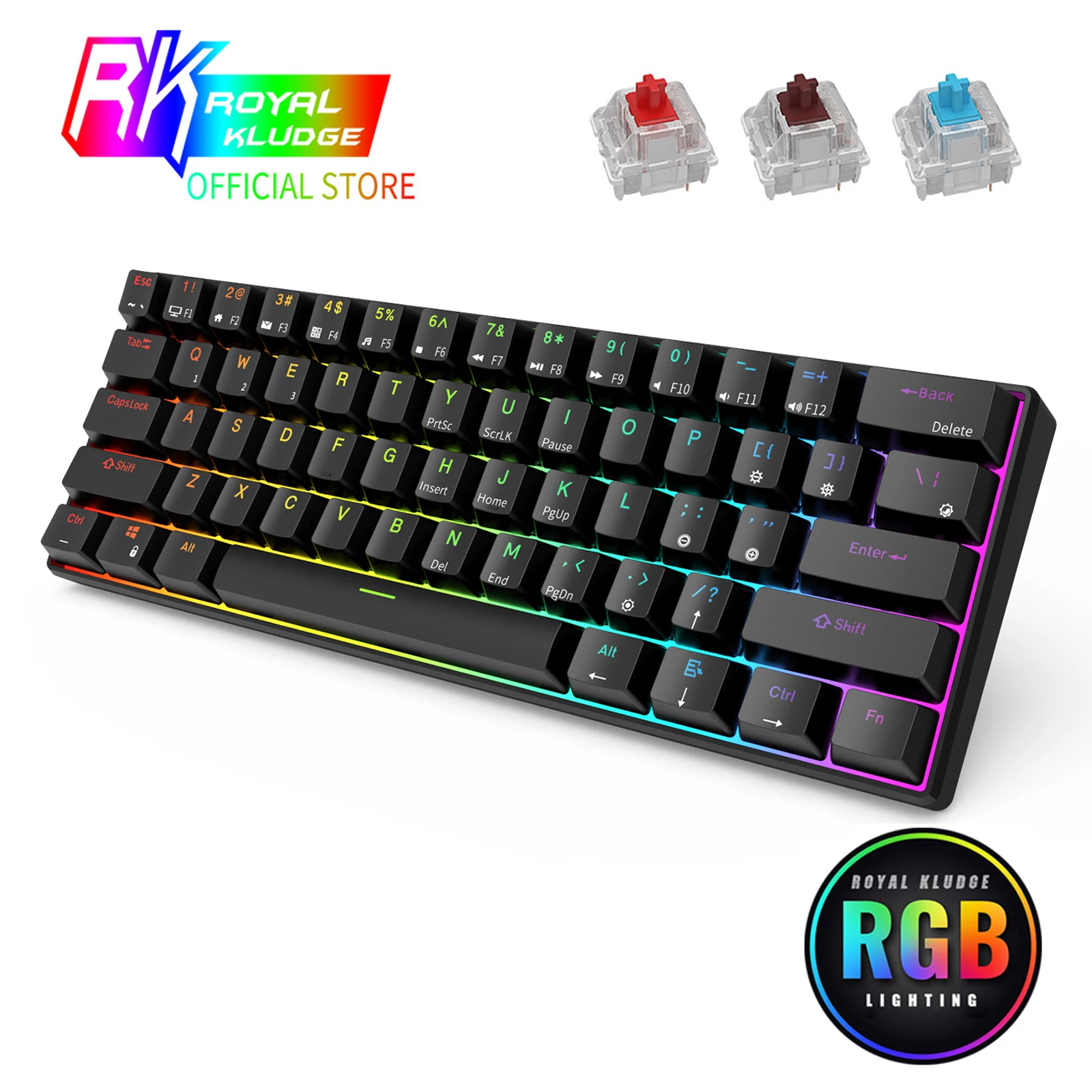 Permalink to RK61 Hot Swappable Mechanical Gaming Keyboard Compact 61 Keys Wireless keyboard Bluetooth 2.4Ghz Three Modes 60%RGB TKL Keyboard