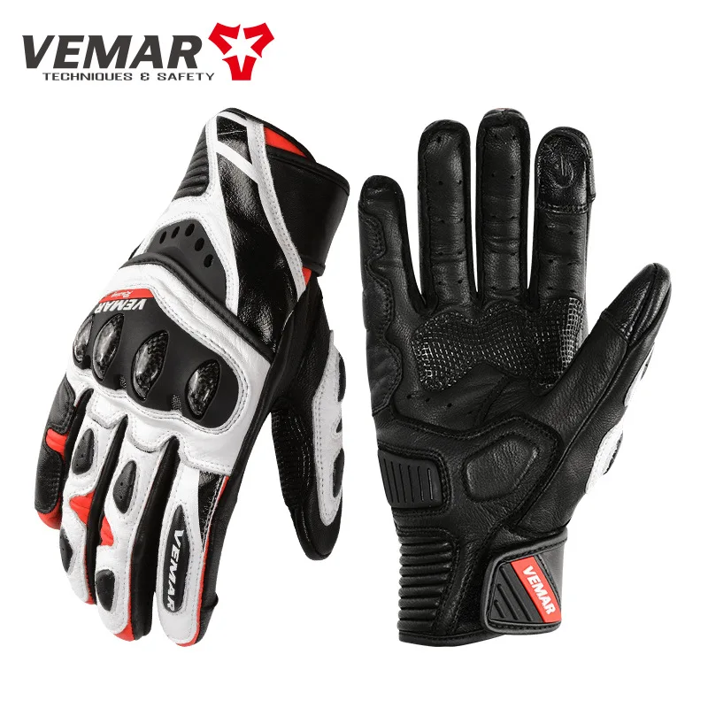 

Motorcycle Vemar Gloves Leather Guantes Scooter Moto Motorbike Offroad Accessories Glove Motorcyclist White Luvas Gift For Men