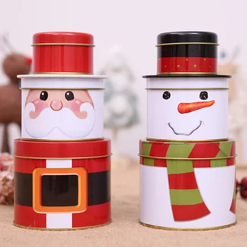 

Christmas Series snowman Style Three-layer Tinplat Gift Box