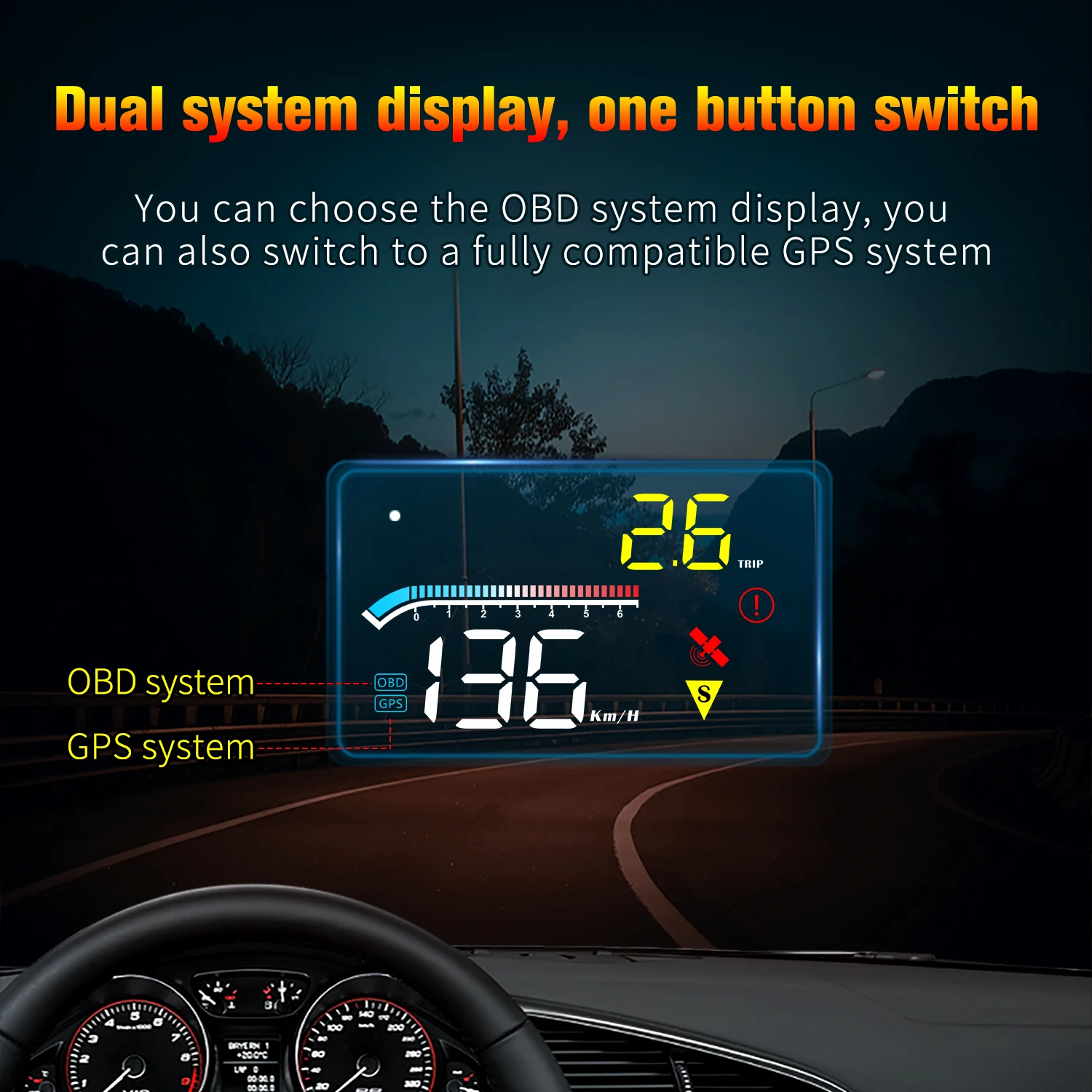 5,5 Zoll Windschutzscheibe HUD Head Up Display OBD2 Tachometer Digitaler Alarm