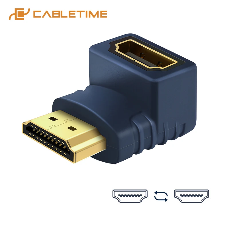 Cabletime HDMI адаптер 90/270 градусов штекер гнездо конвертер удлинитель позолоченный
