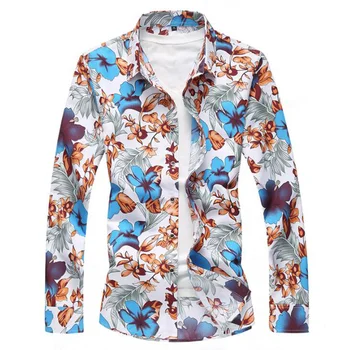 

Vintage Graphic Shirt Men Hawaiian Shirt Summer Beach Luxury Casual Shirts Men Full Sleeves