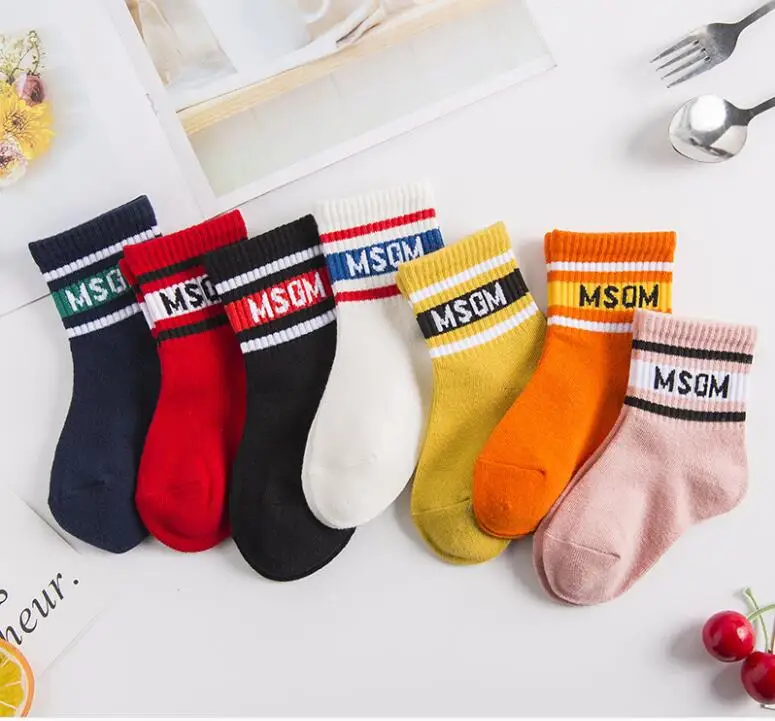 10 шт./партия, осенне-зимние детские носки спортивные носки в полоску для маленьких мальчиков и девочек