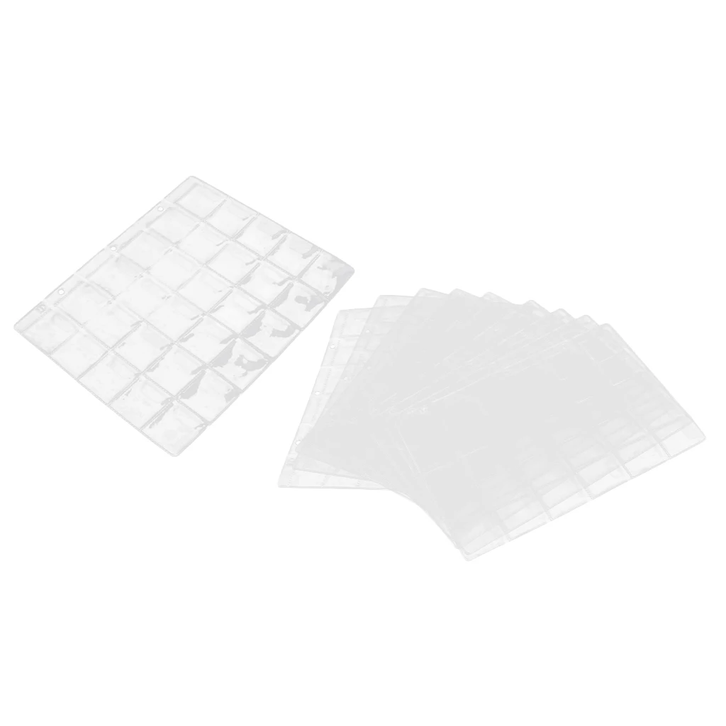 10 Sheet Clear Plastic Coin Holders Storage Collection Money Album Coins Protector Sheets Holder with 300 Pockets