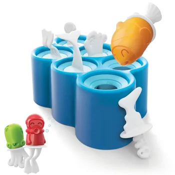 

6 Different Fish Pop Molds Easy-release Silicone Popsicle Molds In One Tray DIY Handmade Fruit Ice Lolly Bar Ice Cream Mold