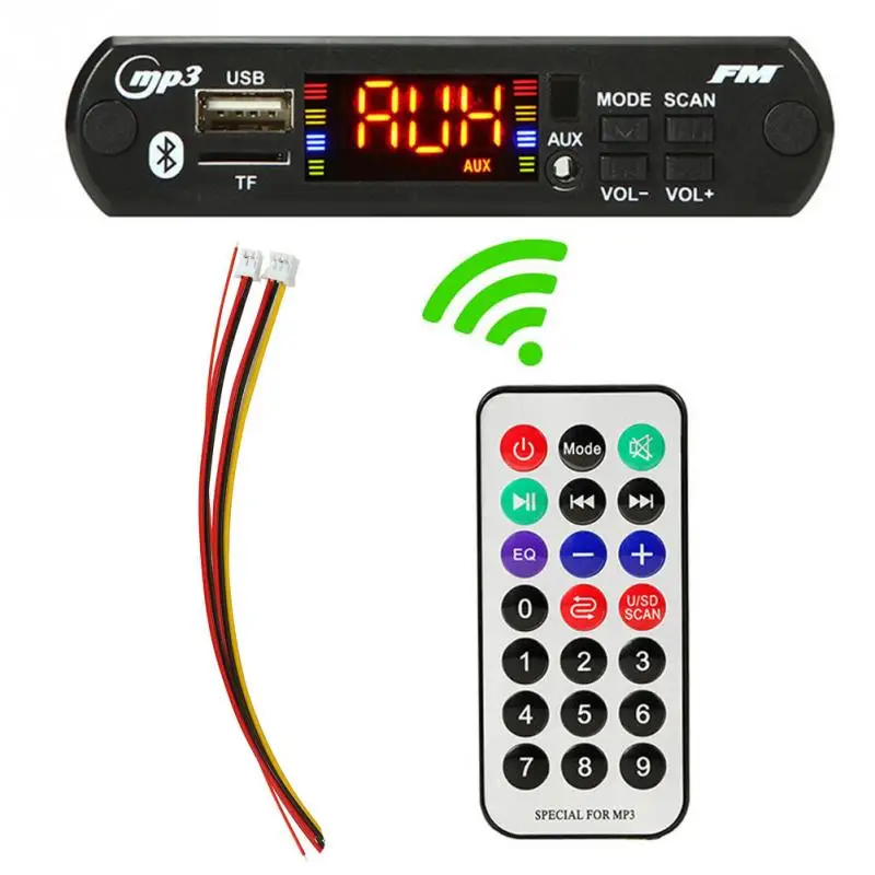 

Car Audio USB SD FM Radio Module Wireless Bluetooth 5V 12V MP3 WMA Decoder Board