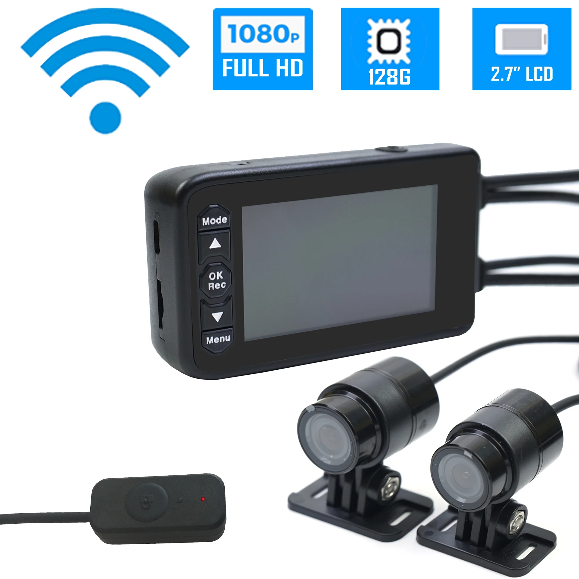  WIFI FHD HD Anti-shake 1080P Moto Camera Motorcycle DVR Front Rear Dual Driving Video Recorder Dash