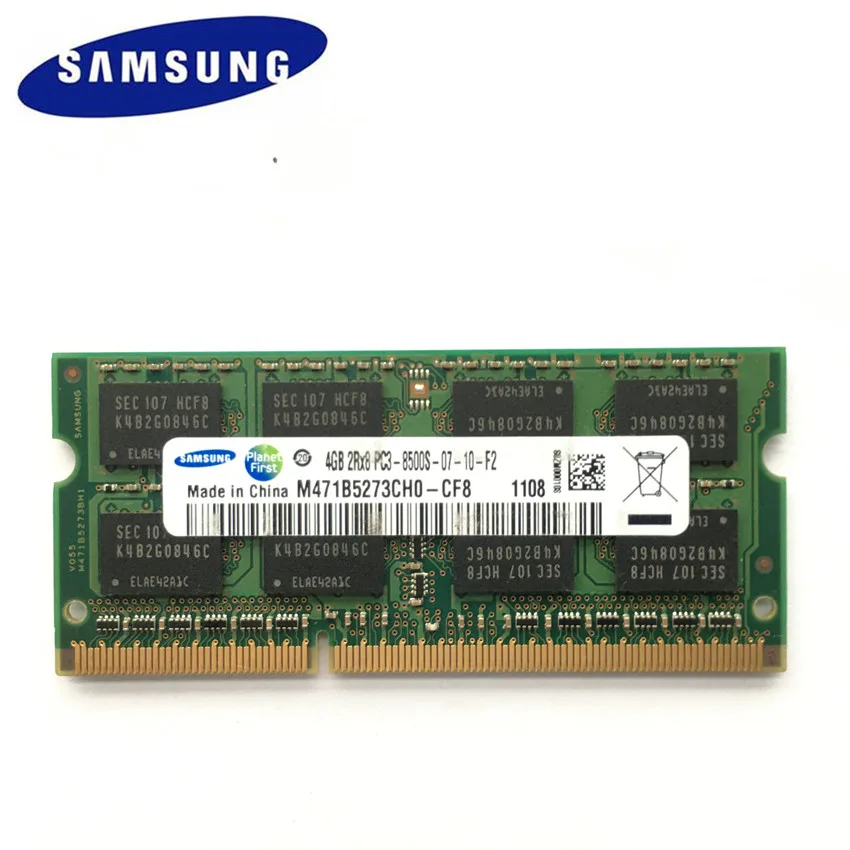 SAMSUNG 8GB(2 шт X4GB) 2Rx8 PC3-8500S DDR3 1066Mhz ноутбук память 4G PC3 8500S 1066MHZ ноутбук модуль SODIMM ram