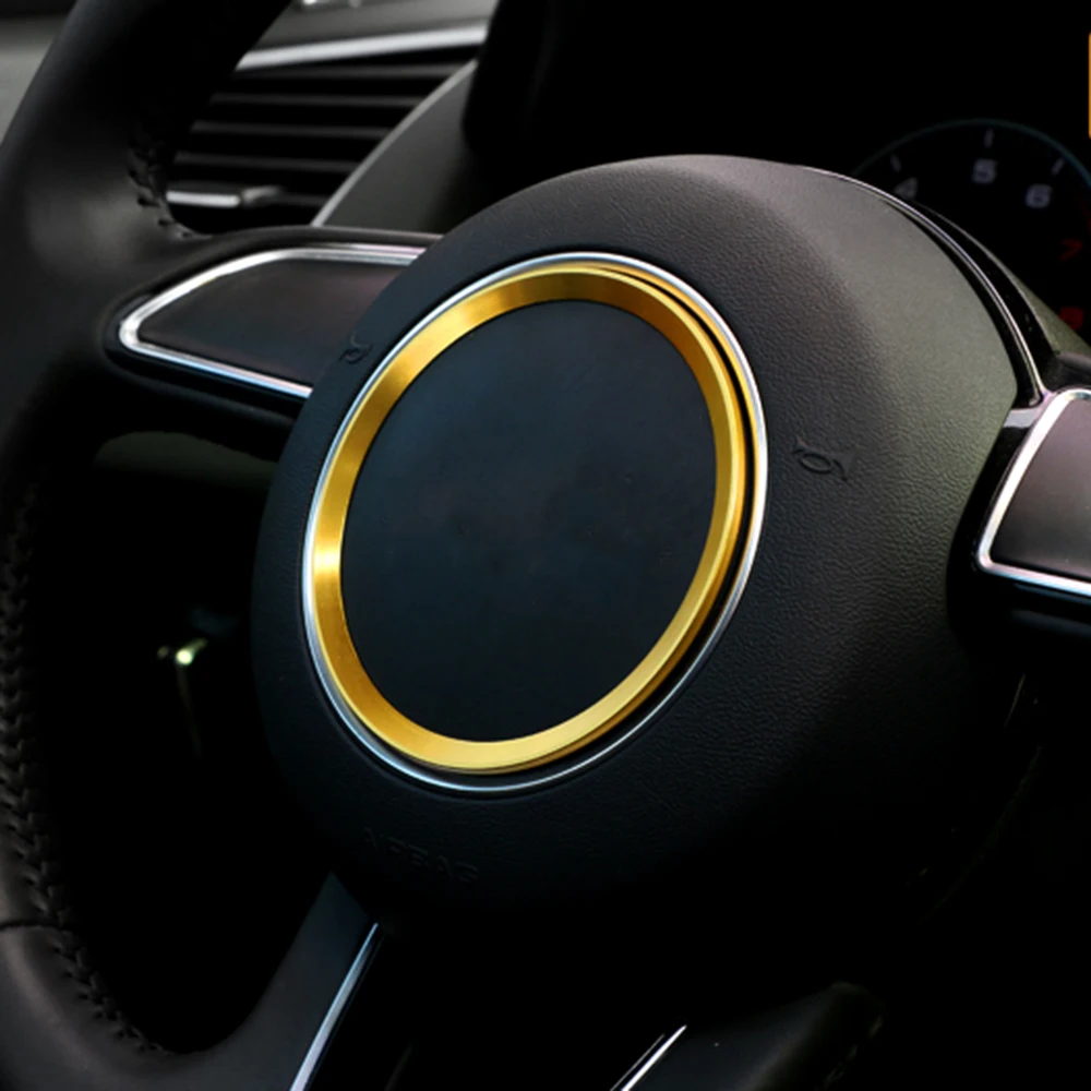 Car Styling Lega Di Alluminio Auto Volante Decorazione Anello Adesivo Per Audi A3 A4L Q3 Q5 A5 A6L Accessori Per Automobili