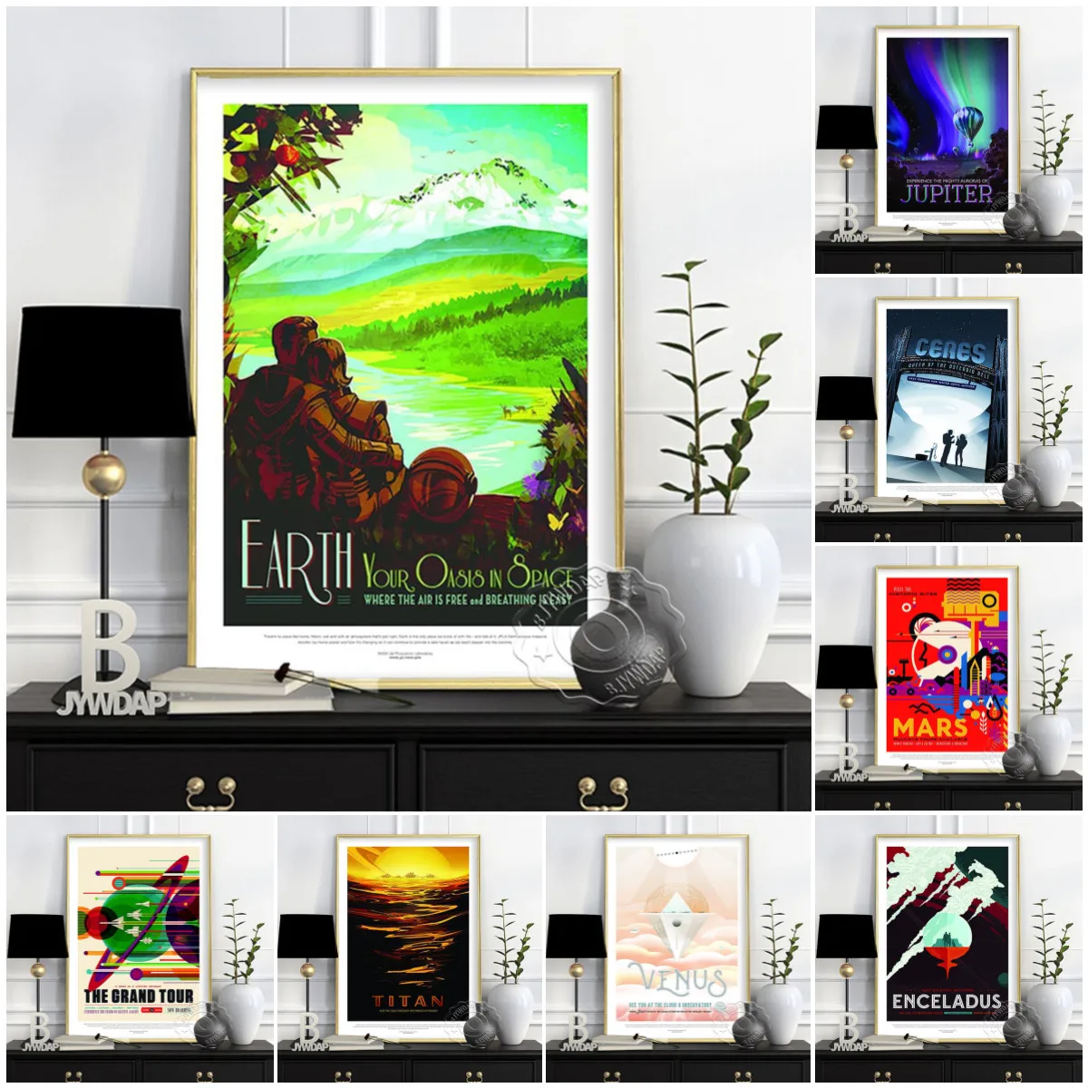 

Space Travel Poster, Jupiter Art Poster, Earth Posters, Mars Prints Poster, Titan Canvas Painting Venus Prints Poster Home Decor