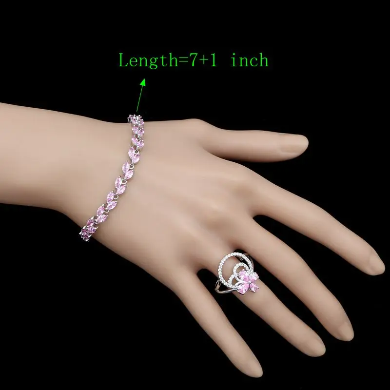 Милые серебряные 925 Ювелирные наборы невесты для женщин розовый топаз белый