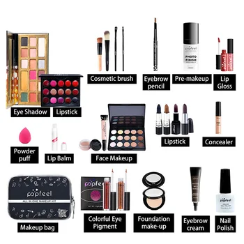 

30pcs Lip Balm With Storage Bag Non Toxic Nail Polish Eyeshadow Palette Cosmetics Kit Makeup Set Concealer Face Foundation Women