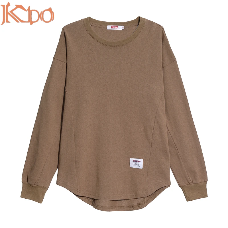 Long Sleeve Shirt Cotton Brown Yellow Black Tees&ampTop Casual Spring/Autumn Wearing O-Neck Fashion New Clothing Loose XXL 3XL 4XL | Мужская