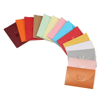 

5pcs 19colors Envelope Bag Kraft Paper Mini Butterfly Buckle Pearl Paper Membership Card Customizable Stationery School Supplies