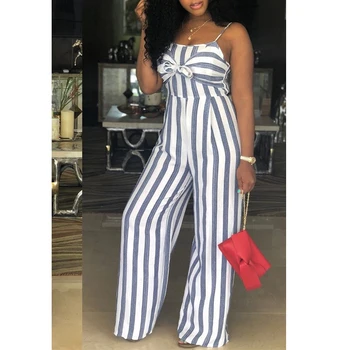 

Fashion Casual Women Ladies Summer Jumpsuits 3 Style Sleeveless Strapless Striped High Waist Romper Jumpsuits