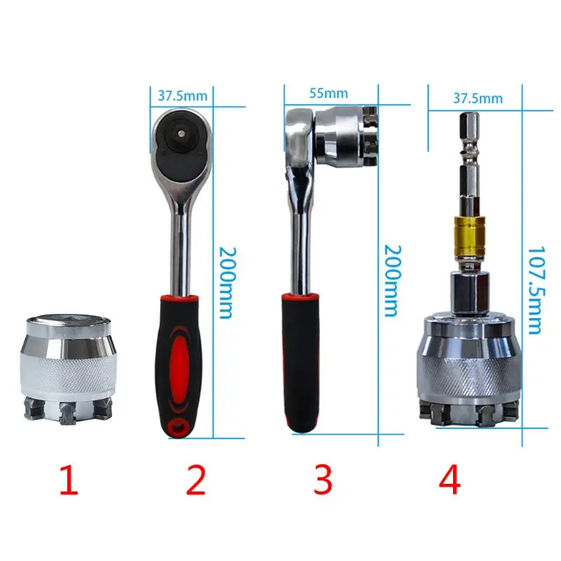 1PC 3/8 inch Drive 10-19 mm Adjustable Hex universal Socket Torque Ratchet Adapter Wrench Head Spanner Sleeve Repair Tool | Инструменты