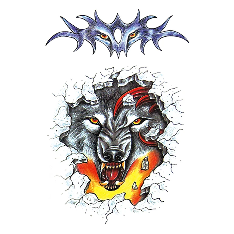 Big Arm Wolf Totem Waterproof Female Temporary Tattoo Painted Body Art Lasting Male Half Armor Fake Sticker | Красота и здоровье