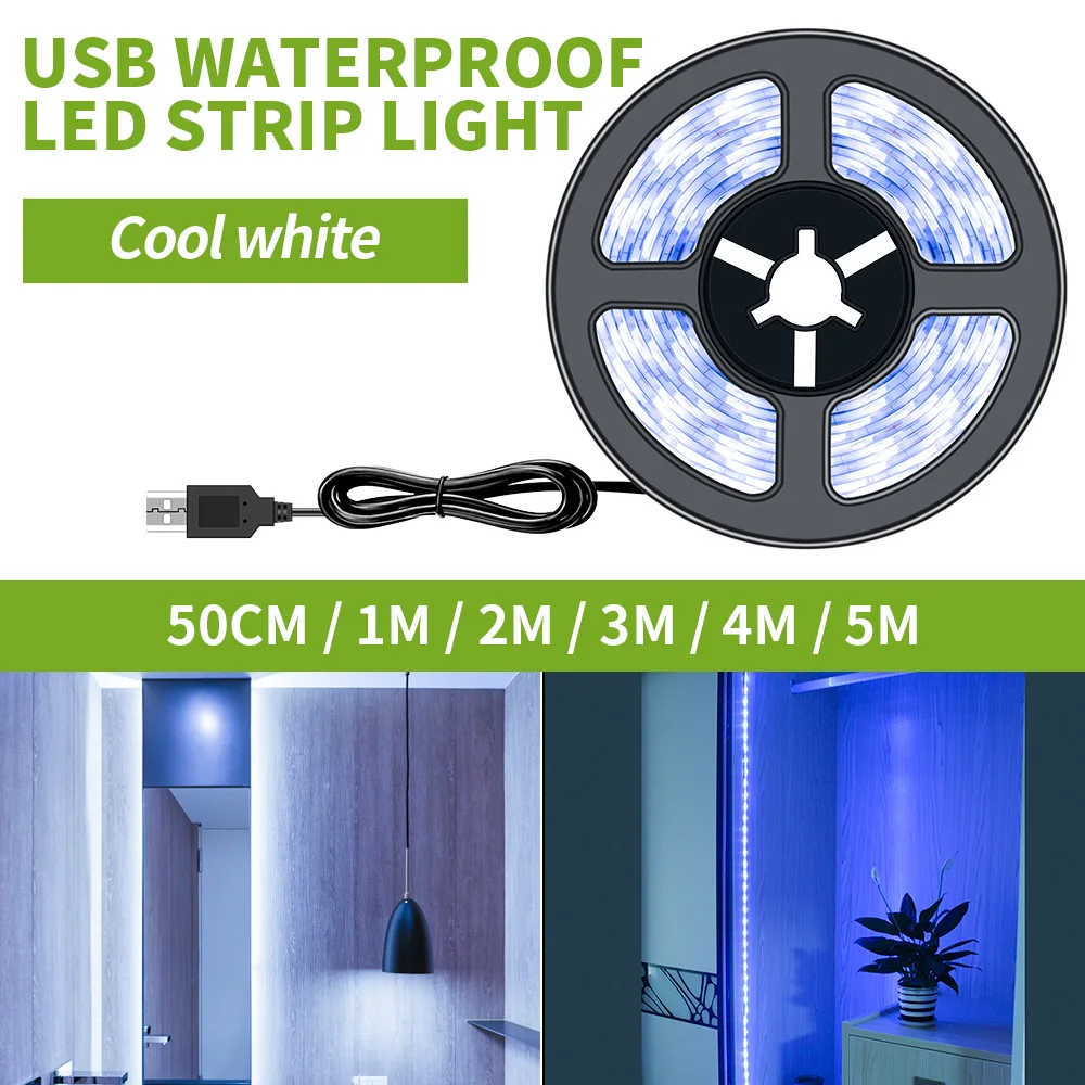 USB Светодиодная лента 2835 Водонепроницаемая 1 м 2 м 3 м 4 м 5 м Fita светодиодный светильник 5 в ЕС/США вилка 220 В ТВ Настольный экран подсветка Смещенный светильник ing