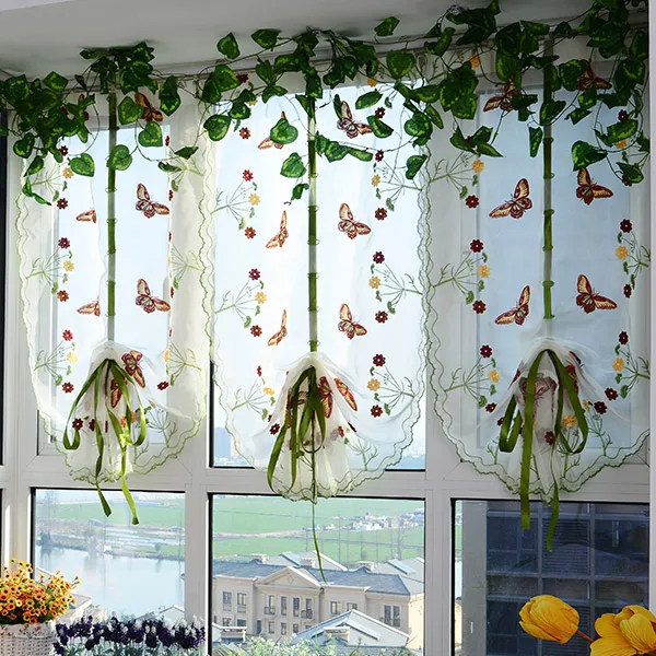 Topfinel бабочка цветок римские прозрачные шторы для гостиной кухни спальни вышитые оконные дапировки шторы тюль