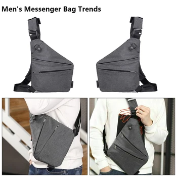 

Men Casual Style Oxford Business Personal Left & Right Rain Durable Gray Classical Bag Waterproof Personal Shoulder Pocket Bag